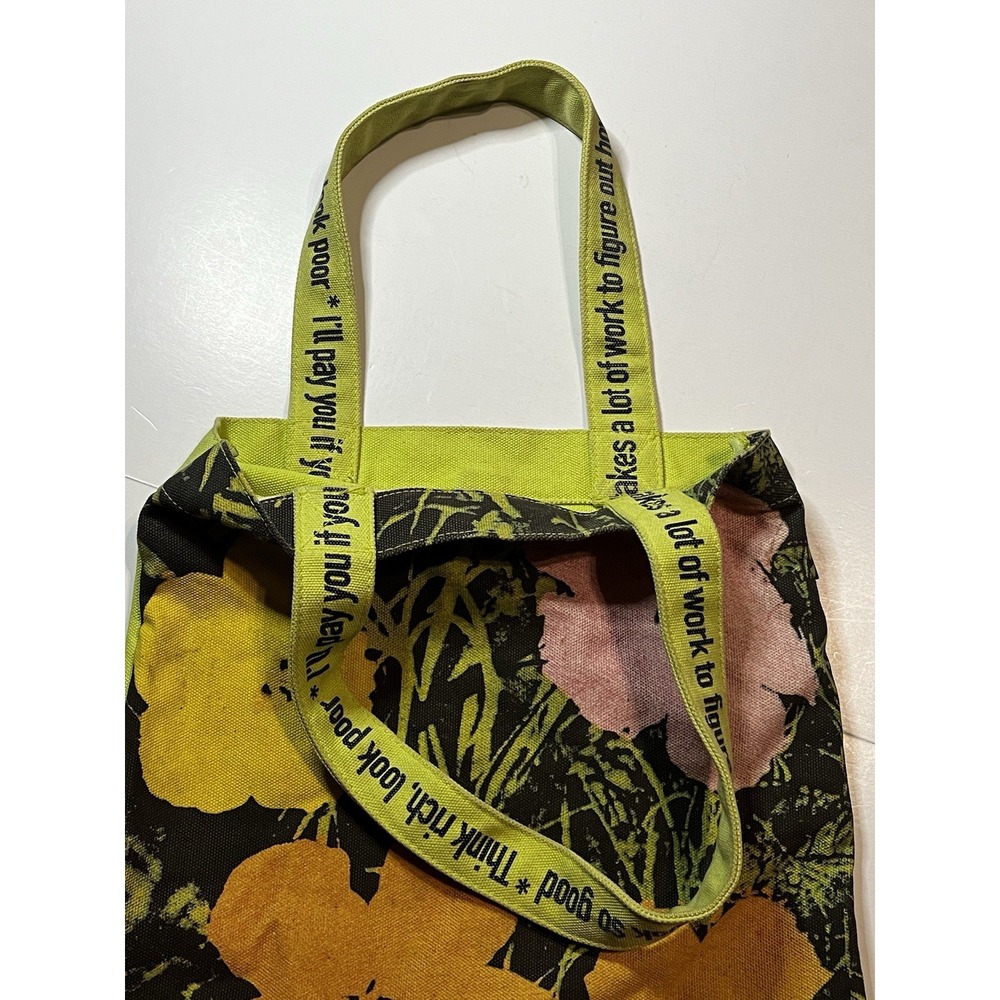 RARE Loop NYC Andy Warhol Mao Floral Canvas Tote Bag With Chained Coin Pouch - Picture 3 of 16